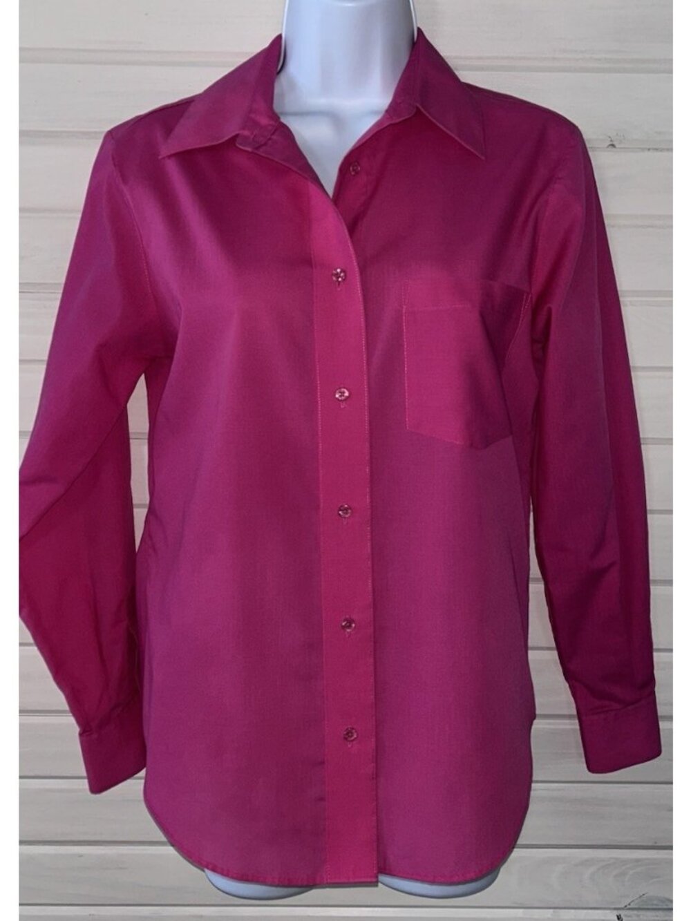 Foxcroft Sz Petites 4P Blouse Pink Wrinkle Free Pocket Easy Care EUC